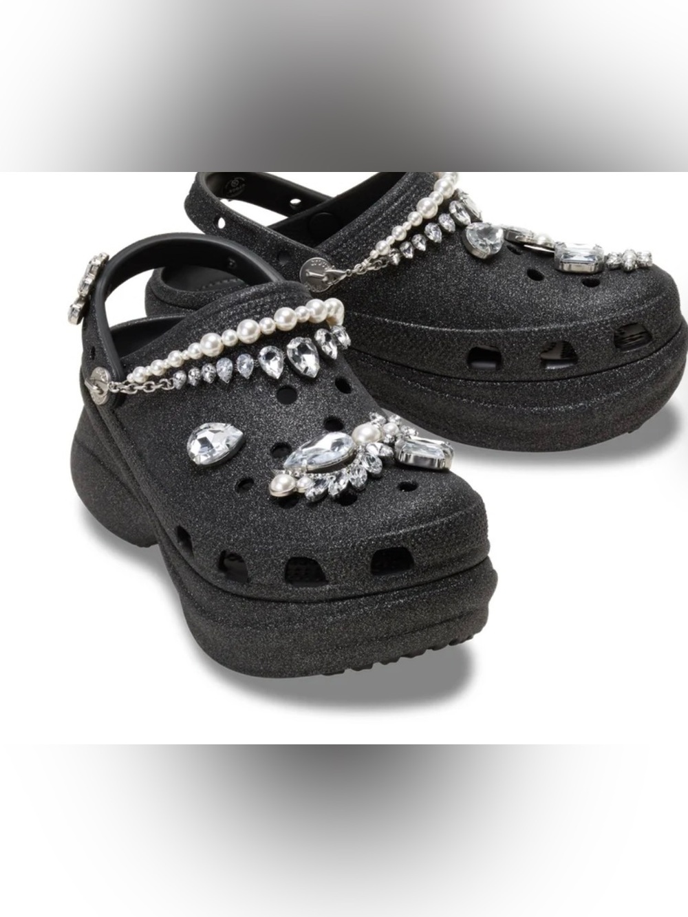 NWOB Women's Crocs Bae Wedding Glitter Platform Clogs - Size 11 - Picture 4 of 14